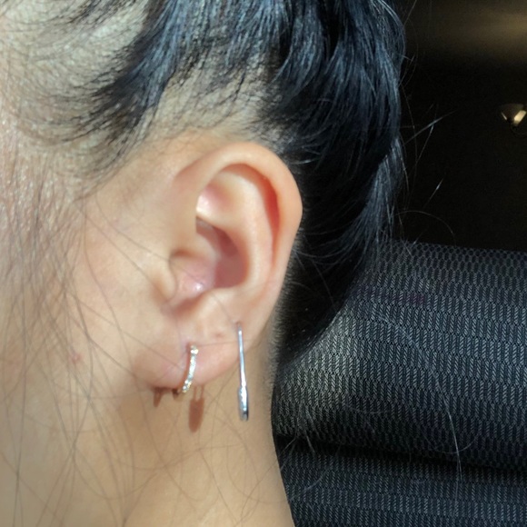 Diamond Huggie Earrings 14k 🤍SALE🤍 - Picture 8 of 9